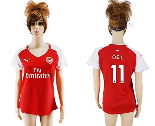 Women's Arsenal #11 Ozil Home Soccer Club Jersey